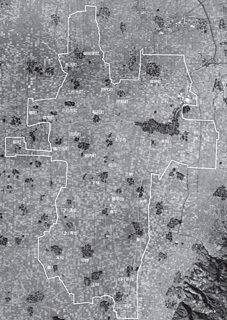 新しい野々市町の区域を入れた1947年の航空写真の画像