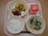 755キロカロリー、白飯、牛乳、ハンバーグ、ジャーマンポテト、野菜スープ