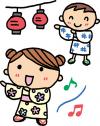 盆踊りを踊る子どものイラスト