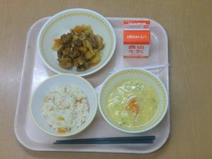 773キロカロリー  チャーハン  牛乳  黒酢の酢豚  コーンかき卵スープ