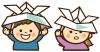 兜をかぶる子どもイラスト