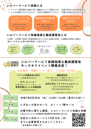 【チラシ裏】シルバーリハビリ体操指導士養成講習会受講生募集（第２弾）