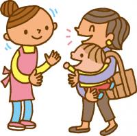 保育士と保護者イラスト